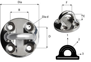 Round pad eye - Dia 57 mm - M6 screw | Wichard Marine