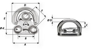 Folding pad eye - Dia 8 mm | Wichard Marine