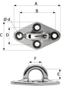 Diamond pad eye - Round - Length: 60 mm - M5 screw | Wichard Marine